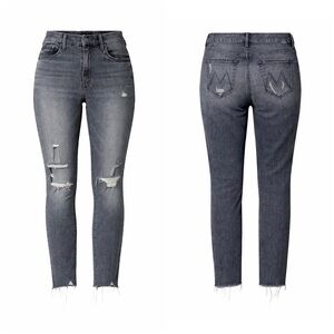 Mother High Waisted Looker Ankle Fray Gray Jeans Women’s 27